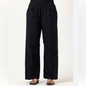 Black Wide Leg Pants cotton linen tassels pockets NWOT medium beach vacation